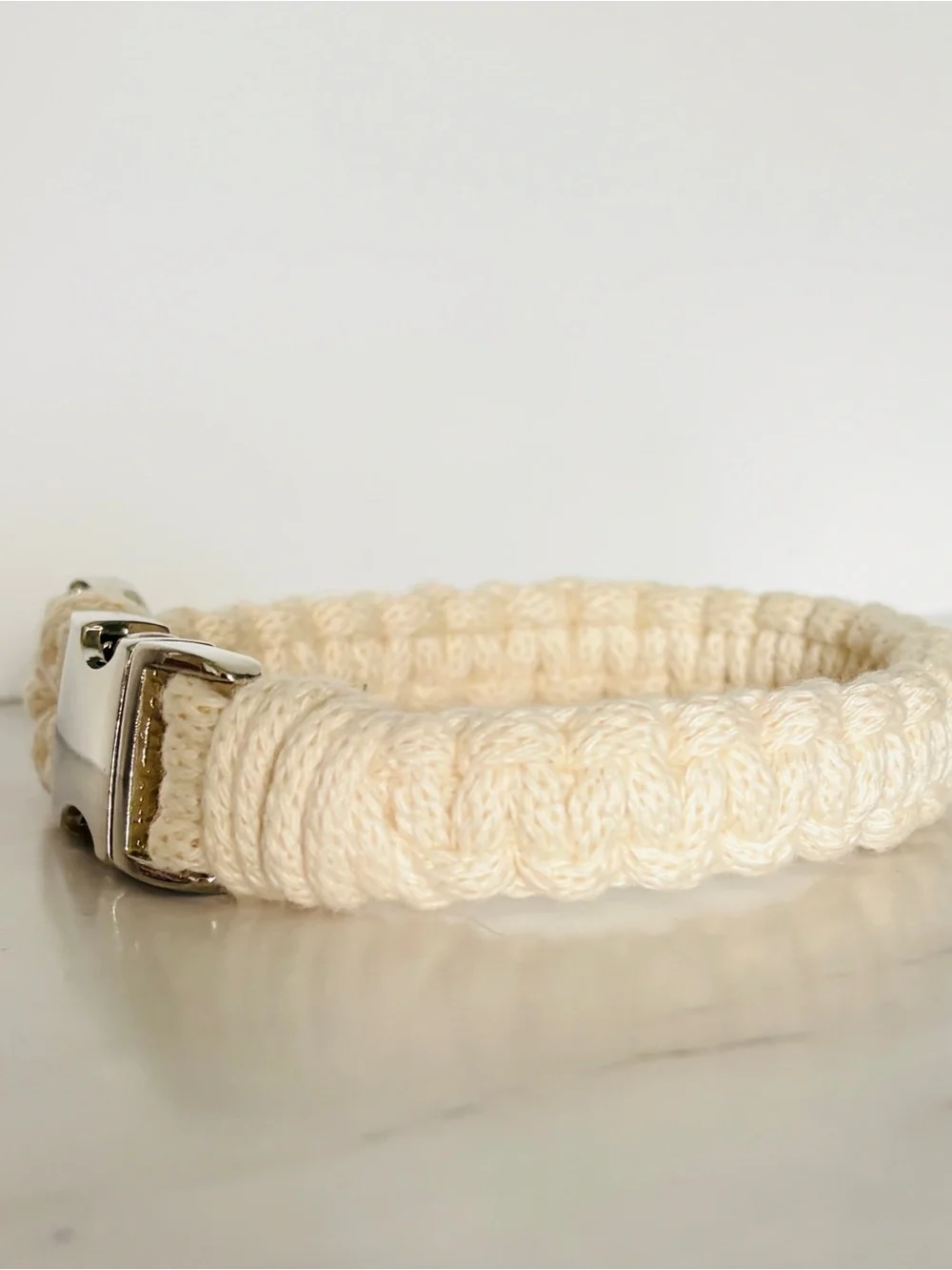 Handmade Dog Collar- Cream